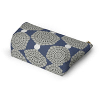 Lace Hexagon Accessory Pouch w T-bottom in Navy